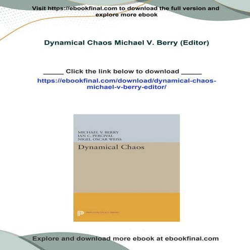 Download full Dynamical Chaos Michael V. Berry (Editor) ebook all chapters
