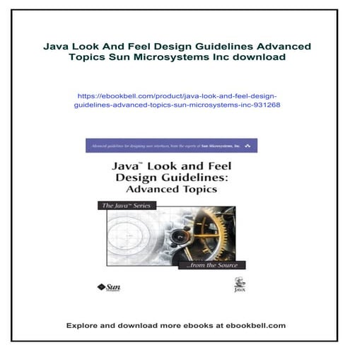 Java Look And Feel Design Guidelines Advanced Topics Sun Microsystems Inc