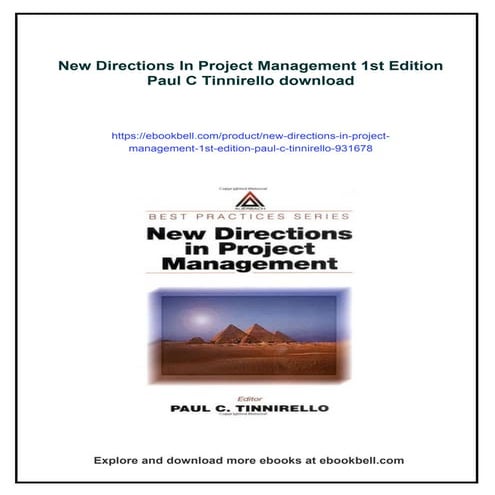 New Directions In Project Management 1st Edition Paul C Tinnirello