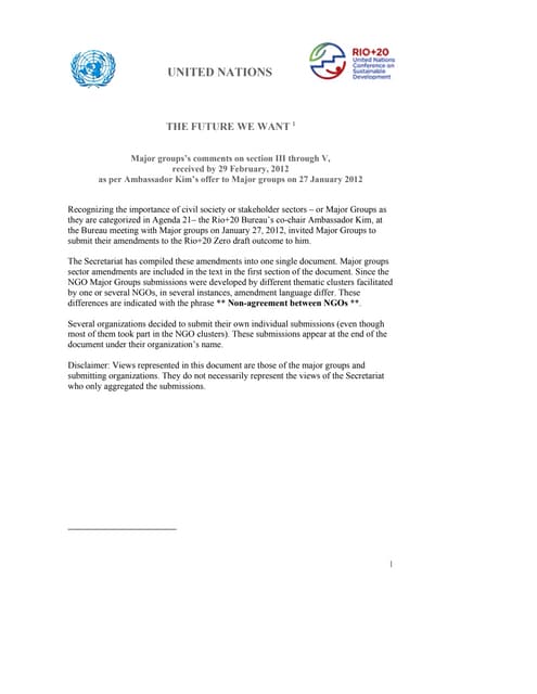 Major Groups amendments to the Rio+20 zero draft