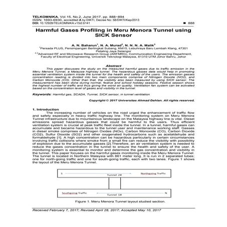 Harmful Gases Profiling in Meru Menora Tunnel using SICK Sensor