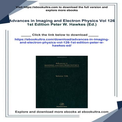 Advances in Imaging and Electron Physics Vol 126 1st Edition Peter W. Hawkes ...