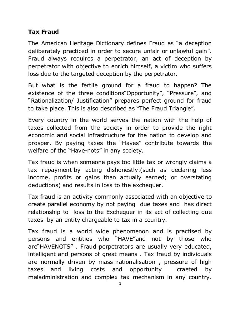 Tax Fraud research paper