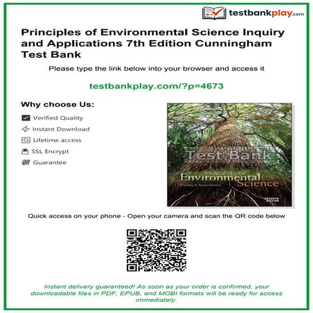 Comprehensive Test Bank for Principles of Environmental Science Inquiry ...