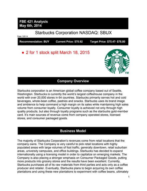 Starbucks Valuation Report V3 Complete - how do u hack robux on roblox sbux company valuation