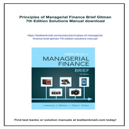 Solutions for Exercises – Principles of Managerial Finance 13th Edition ...