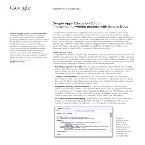 Google Apps Topic Review - Improving the writing process with Google Docs