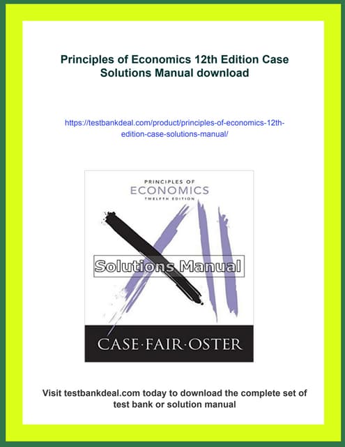 Principles of Economics 12th Edition Case Solutions Manual | PDF
