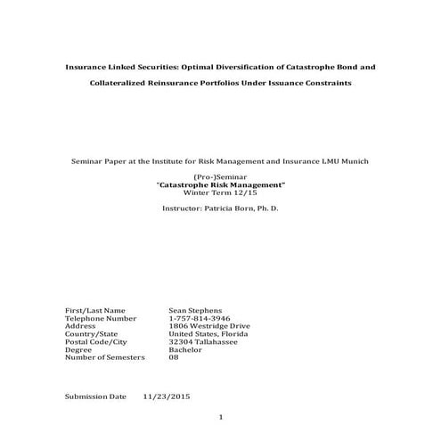 Optimal Diversification of Catastrophe Bond and Collateralized Reinsurance Po...