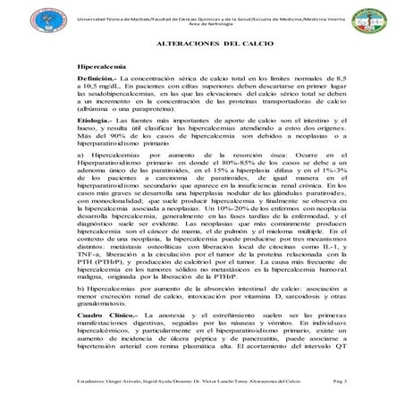 Alteraciones del calcio