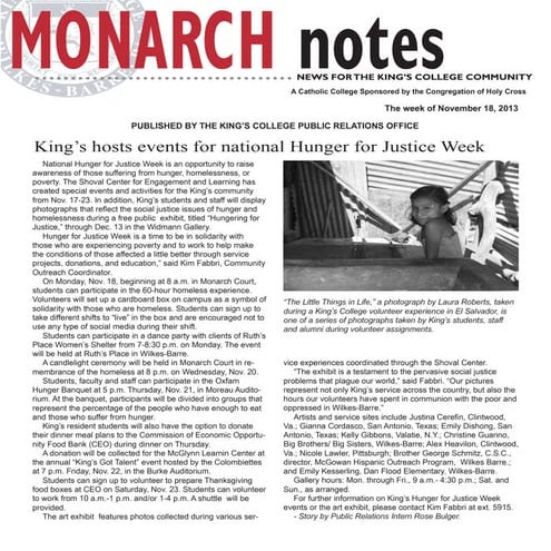 Rose Bulger Monarch Notes Writing Sample