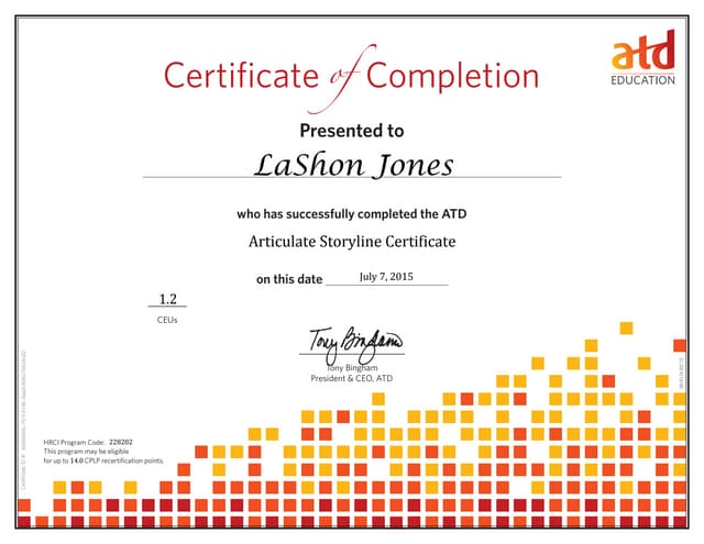 Articulate Storyline Certificate PPT Articulate Storyline Certificate PPT