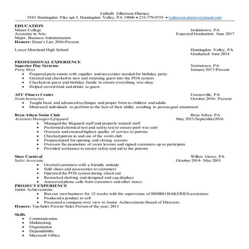 Lizbeth Giberson-Durney Resume