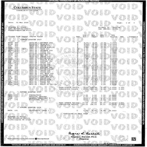 Columbus State Transcript