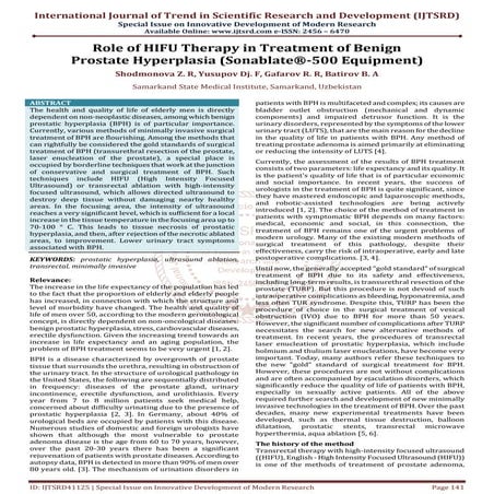 Role of HIFU Therapy in Treatment of Benign Prostate Hyperplasia ...