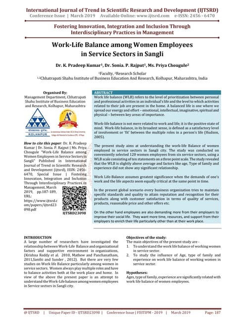 Work Life Balance of women | PPTX