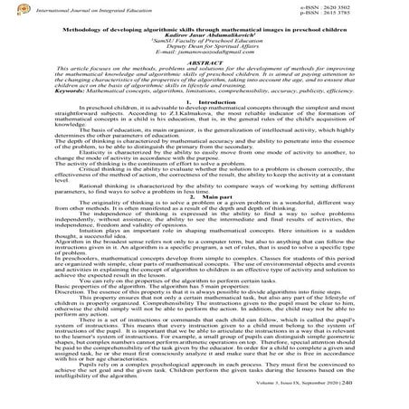 Methodology of developing algorithmic skills through mathematical images in p...