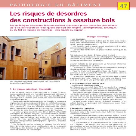  47- les risques de désordres des construcions à ossature bois