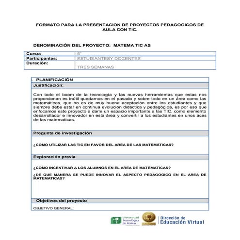Formato proyecto de aula | PDF