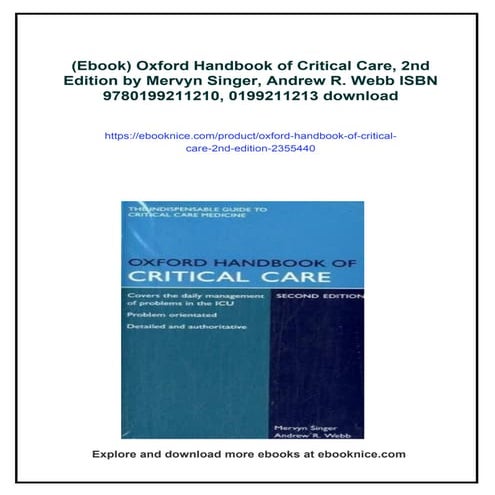 (Ebook) Oxford Handbook of Critical Care, 2nd Edition by Mervyn Singer ...