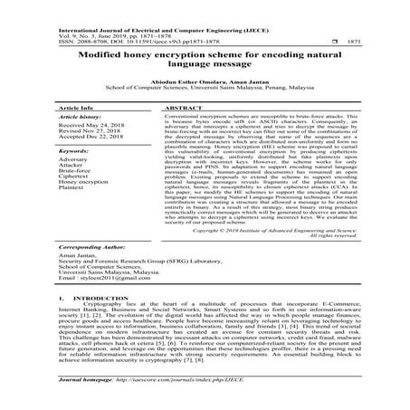 Modified honey encryption scheme for encoding natural language message