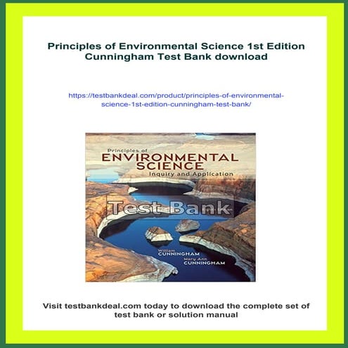 Principles of Environmental Science 1st Edition Cunningham Test Bank