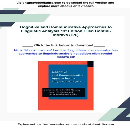 Cognitive and Communicative Approaches to Linguistic Analysis 1st Edition Ell...