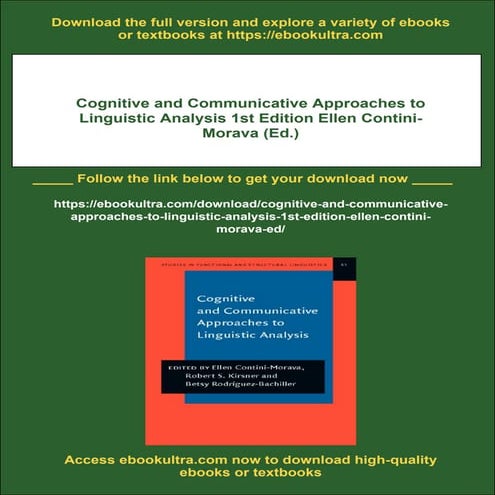 Cognitive and Communicative Approaches to Linguistic Analysis 1st Edition Ell...