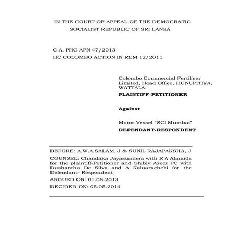 47 2013 rem   impact of arbitaration act on admiralty jurisdiction act (1)
