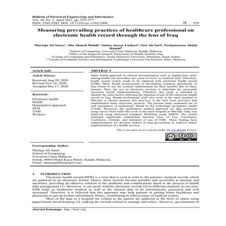 Measuring prevailing practices of healthcare professional on electronic healt...