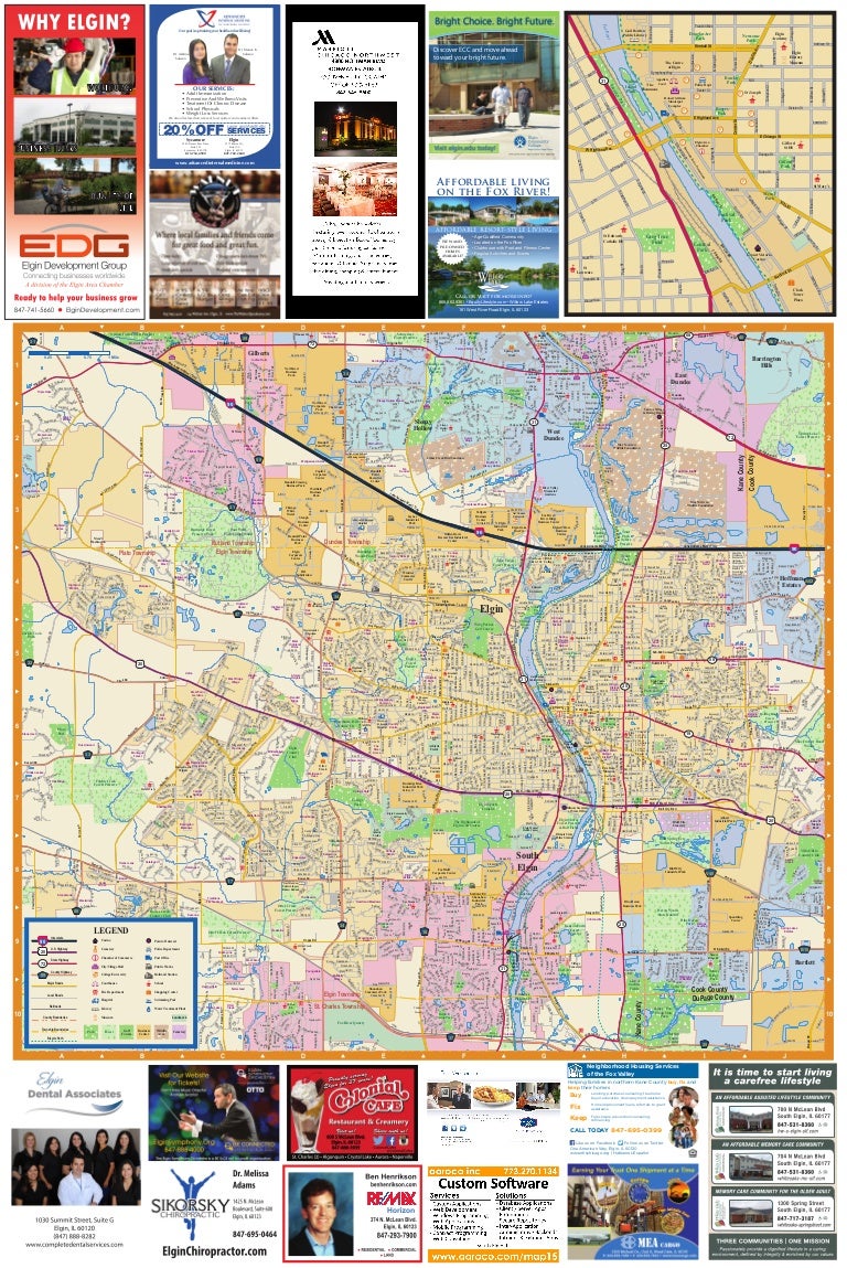 Elgin, IL, South Elgin & Surrounding Suburbs Map