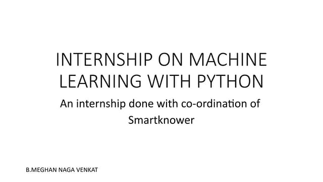 machine learning with python doing in the smartknower