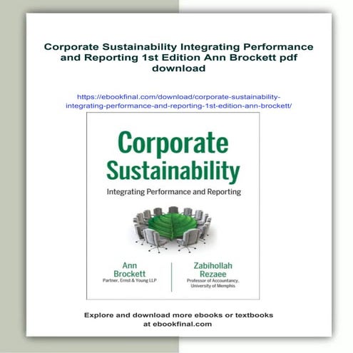 Corporate Sustainability Integrating Performance and Reporting 1st ...