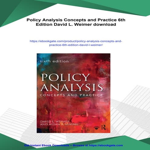 Policy Analysis Concepts and Practice 6th Edition David L. Weimer | PDF