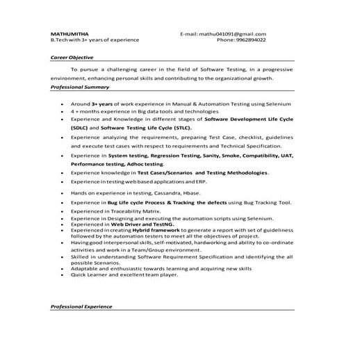 Salesforce Testing Resume | DOCX