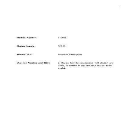 SE2561 Jacobean Shakespeare