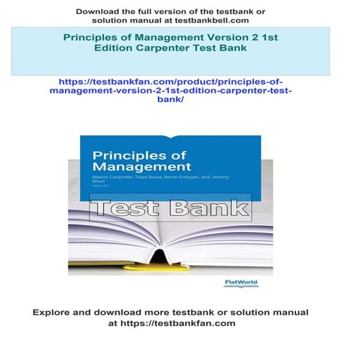 Principles of Management Version 2 1st Edition Carpenter Test Bank ...
