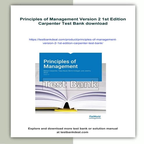 Principles of Management Version 2 1st Edition Carpenter Test Bank | PDF