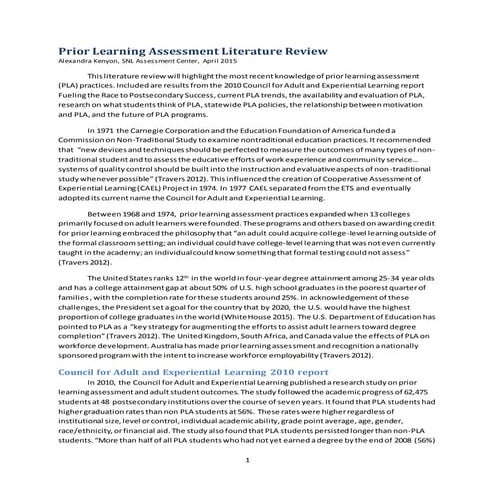 Starting With What the Learners Have: Recognition of Prior Learning ...