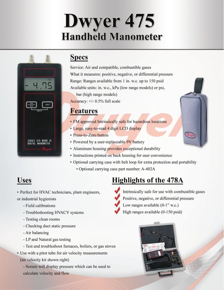 Dwyer's 475 Mark III Handheld Digital Manometer