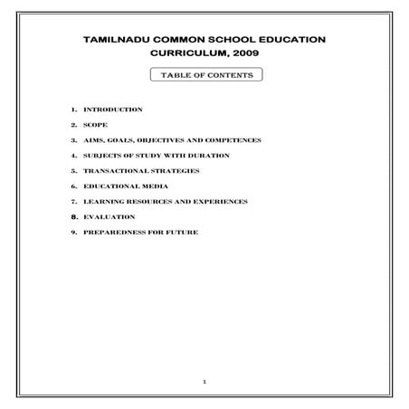 Education Policy of Tamil Nadu 2009