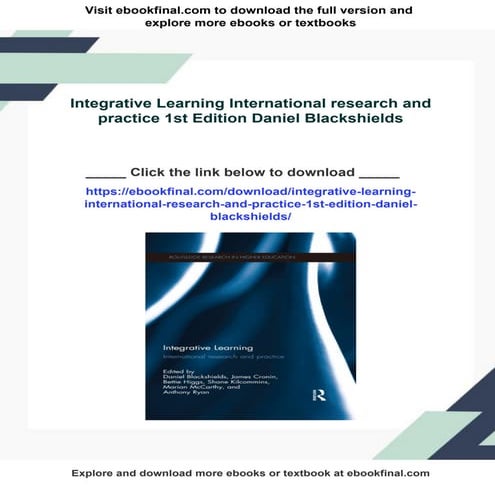 Integrative Learning International research and practice 1st Edition Daniel B...