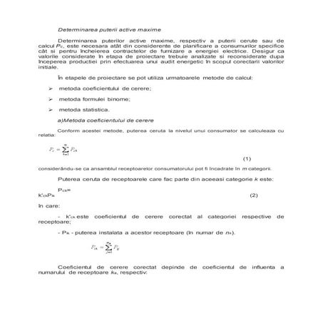 Determinarea puterii active maxime | DOCX