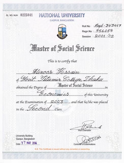 Certificate of Masters | PDF