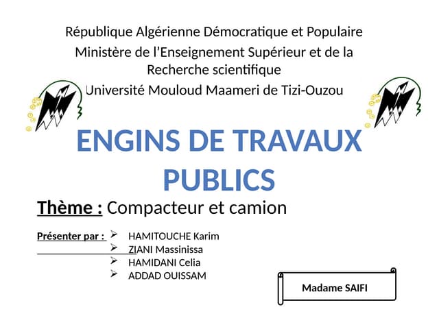 Présentation des engins de térassement et BTP