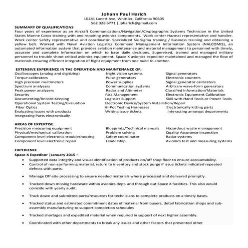 Johann Harich avionics tehcnician