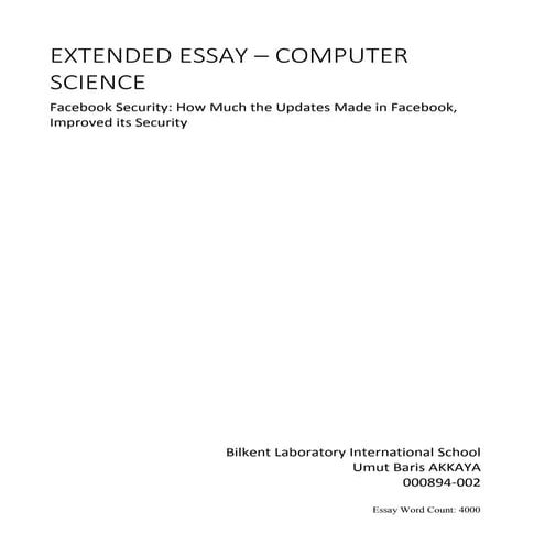 Facebook Security Essay - Umut Baris Akkaya