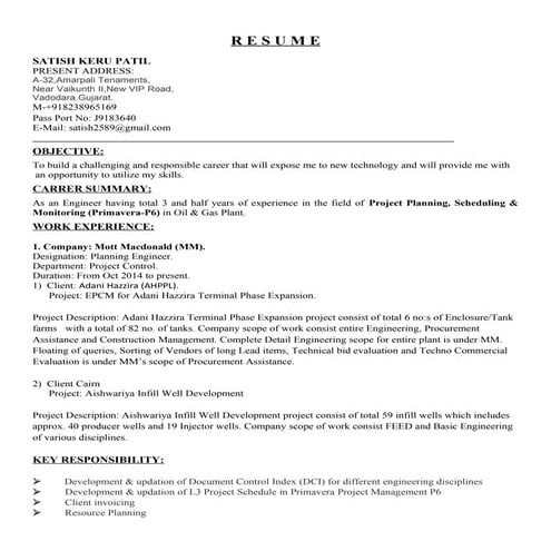 Satish (Planning engineer)