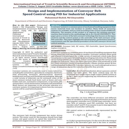 Design and Implementation of Conveyor Belt Speed Control using PID for Indust...