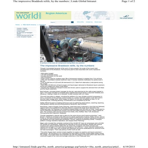 Braddock Relife Project Article